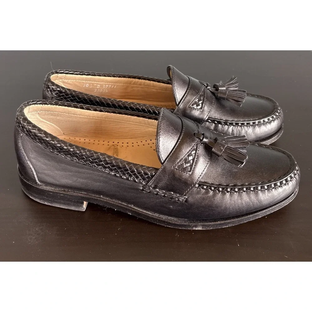 Allen Edmonds Maxfield‎ Tassel Loafer Men 10 Black Leather Moc-Toe Made in USA